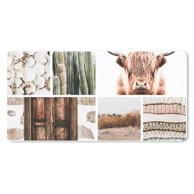 Produktbild von MuchoWow® Mauspad Mousepad Schottischer Highlander - Collage - Beige 60x30 cm - Mousepads - Maus Mat - Pad - Mausunterlage - Nachhaltig