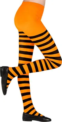 Produktbild von Kinder-Strumpfhose schwarz-orange-gestreift