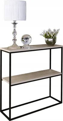 Zdjęcie produktu dla Konsola metalowa toaletka stolik półka stojąca loft czarny sonoma 80x30h80