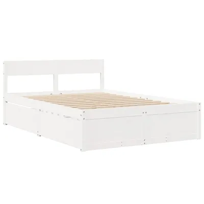 Zdjęcie produktu dla Rama łóżka bez materaca, biała, 120x190 cm, lite drewno sosnowe