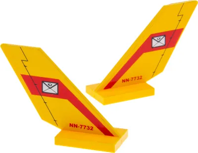 Produktbild von 2x Lego Leitwerk Flügel 6x2x4 gelb Sticker Brief NN-7732 Post Logo 6239pb017