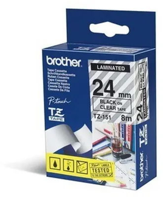 Obrázok produktu pre Brother TZE-151, Čierna na priehľadnej, TZe, Čierna, Tepelný prenos, Filipíny, 5 rok / roky