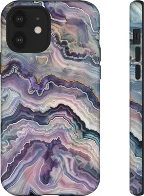 Produktbild von Geodenmuster in Lila und Blau – Hülle Kompatibel mit iPhone 12