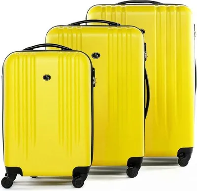 Productafbeelding van Marseille Trolley-koffers, 3-delige set, kwalitatief hoogwaardige koffers met harde schaal en 4 comfortabele 360 graden zwenkende wieltjes, geel, Set van 3