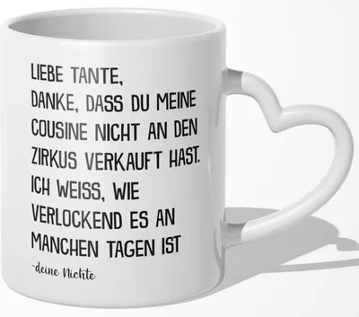 Produktbild von 22Feels Beste Tante Geschenk von Nichte Geburtstag Weihnachten Muttertag Tasse Spruch Kaffeetasse Frauen (Herzhenkel Weiss)