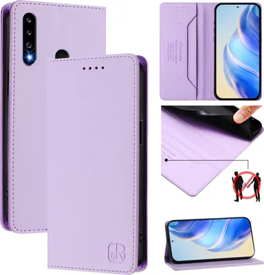 Produktbild von Lederhülle für Samsung Galaxy A20S Hülle Flip Brieftasche Kartenfächern Ständer Schutzhülle Violett