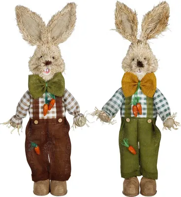 Produktbild von Bambelaa! Osterhasen Deko Stroh Pärchen Dekoration ca. 100 cm 1 Paar