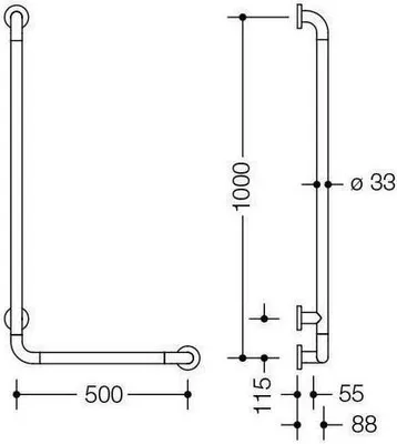 Produktbild von HEWI 801.22.140 55 Winkelgriff Ser 801, d:33,