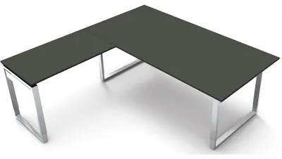 Produktbild von Schreibtisch Aveto 180 Bügel-Gestell 180x80x68-82cm / Anbau 100x60cm anthrazit