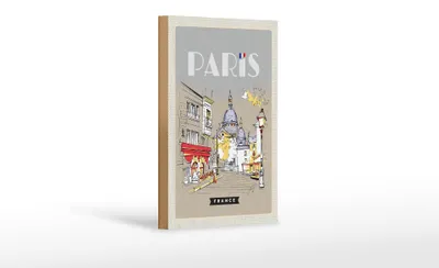 Produktbild von Holzschild Reise 12x18 cm Paris Frankreich Gemälde Stadt