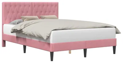 Produktbild von vidaXL Bettrahmen mit Kopfteil Rosa 120 x 200 cm Samt