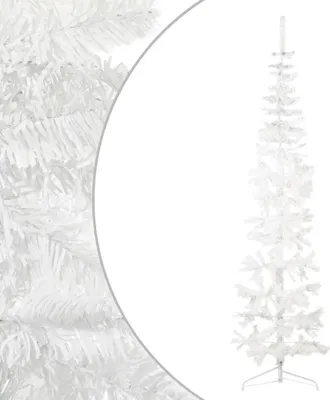Produktbild von The Living Store Künstlicher Halb-Weihnachtsbaum mit Ständer Schlank Weiß 240 cm