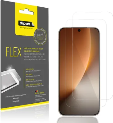Produktbild von 2x Schutzfolie für Honor Magic 8 Folie, 100% Displayabdeckung, dipos Flex