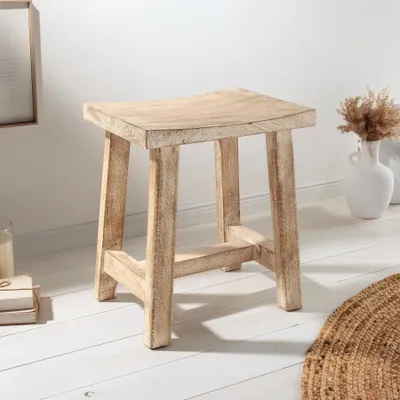 Produktbild von riess-ambiente Hocker FINCA 40cm beige massives Mangoholz Boho Shabby Chic