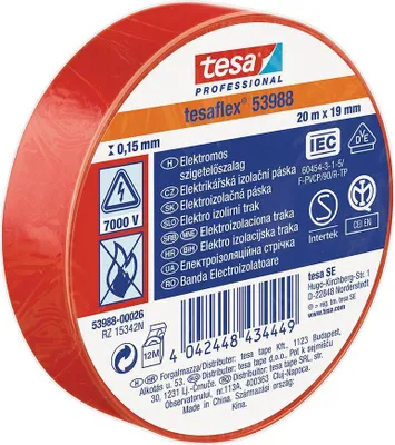 Produktbild von Isolierband "Professional 53988", rot, 19 mm x 20 m, TESA