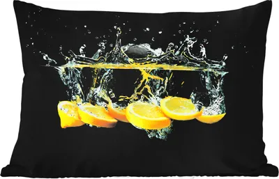 Produktbild von MuchoWow® Outdoor Kissen - Zitrone - Frucht - Gelb - Stilleben - Wasser - 50x30 cm - Wetterfest - Lounge Kissen - Sofa kissen - Wohnzimmer Dekoration