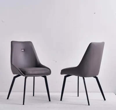 Produktbild von Moderner Grauer Stuhl Esszimmer Holz Metallstühle Designer Lehnstühle