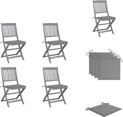 Produktbild von vidaXL Klappbare Gartenstühle 4 Stk. mit Kissen Massivholz Akazie -  Gartenstühle