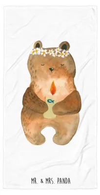 Produktbild von Mr. & Mrs. Panda Handtuch Bär Kommunion - Weiß - Geschenk, Taufkerze, Badehandtuch, Katholisch, Großes, Gottes Segen, Duschhandtuch, Teddy, Strandtuch