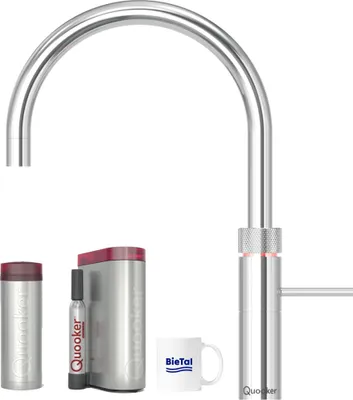 Produktbild von Quooker Wasserhahn Fusion Round verchromt glänzend & PRO3 & Sprudelwasser CUBE