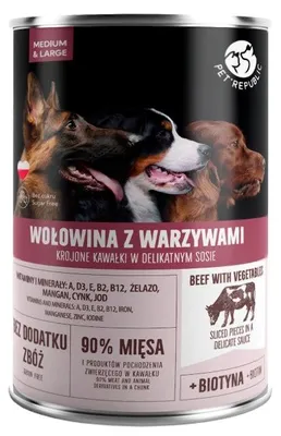 Zdjęcie produktu dla Mokra karma dla psa PetRepublic wołowina, warzywa 1250 g