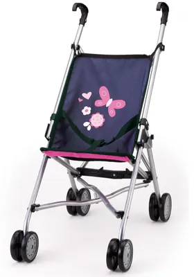 Produktbild von Puppenbuggy Puppenwagen Puppenkinderwagen - Klappbar - Doppelrad - Für Puppen bis 46 cm - Höhe 57 cm