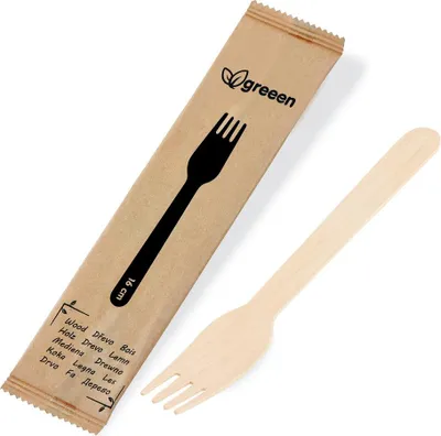 Obrázek produktu pro Vidlička dřevěná jednotlivě balená 16 cm - 100 ks