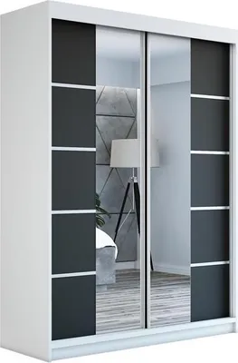 Produktbild von Schwebetürenschrank Kleiderschrank ERA 160 cm Schrank Garderobe Spiegel.Verschiedene Farben (Weiß, Schwarz, Somona). Möbel vom Hersteller!