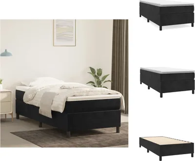Obrázok produktu pre vidaXL Boxspring posteľ čierna 90x200 cm zamat - Postele a rámy postelí