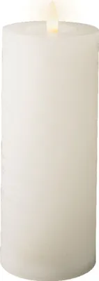 Produktbild von LED Kerze mit Timerfunktion 7x19cm Wachs Rustik Weiß / Warmweiß