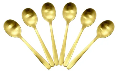 6 goldene Espressolöffel aus Edelstahl, 11,5 cm, spülmaschinenfest
