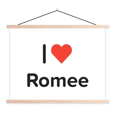 Produktbild von MuchoWow® Textilposter Ich liebe - Romee - Mädchen 150x113 cm mit holzfarbenen Rahmen - Poster