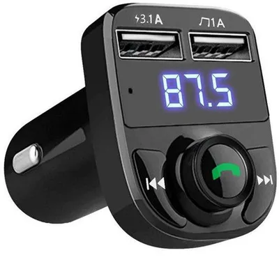 Image de Chargeur de voiture avec écran LED, émetteur-récepteur FM Bluetooth 5.3, adaptateur audio MP3, deux ports USB