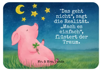 Produktbild von Mr. & Mrs. Panda magnet Schwein Glück Design - Weiß - Geschenk, Ziele, bildmagnet, Motivation, Sterne, Kühlschrankmagnet, zettelhalter, Glücksbringer, Lustige Sprüche