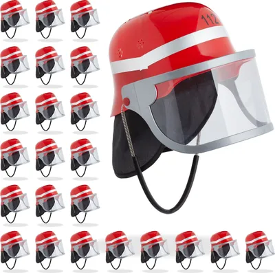 Produktbild von relaxdays 24 x Feuerwehrhelm Kinder rot