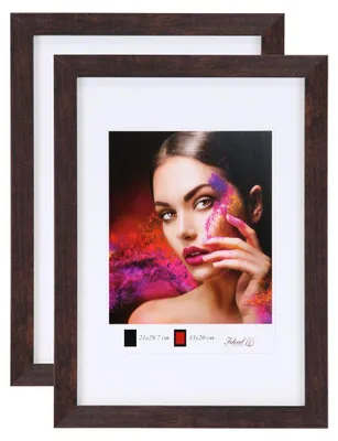 Produktbild von 2er 3er 5er Set Holz Bilderrahmen Lifestyle Plexi Foto Rahmen Collage Wanddeko Poster HR-25 - Farbe: 2er Pack Nuss | Format: 13x18