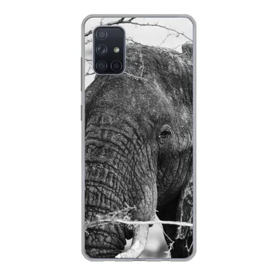Produktbild von MuchoWow® Handyhülle Schutzhülle Hülle für Samsung Galaxy A71 Elefant - Tiere - Äste - Natur - Schwarz und weiß Silikon Softcase Handy Hülle - Kartenbesitzer