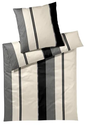 Produktbild von JOOP Bettwäsche Herringbone Stripes black 155x220 cm + 40x80 cm