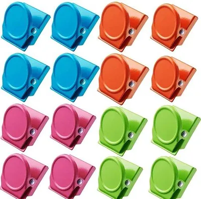 Produktbild von 16 Stück Magnetklammern, Kühlschrankmagnete, magnetische Clips, 4 Farben