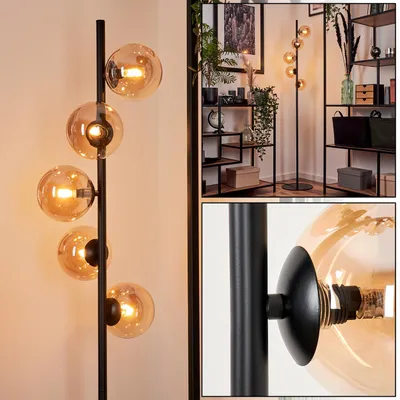 Produktbild von Garaguso Stehlampe aus Metall/Glas in Schwarz/Bernsteinfarben