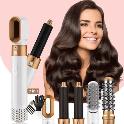 Produktbild von XANAA® 5 in 1 Haarstyler Professional - Lockenstab Multistyler, Haartrockner - Föhn-Bürste -Heißluftbürste - Haartrocknerbürste - Lockenbürste - Weiß