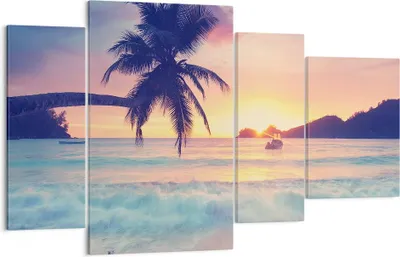 Produktbild von Bild auf Leinwand - Leinwandbild - Meer Strand Palme - 120x70cm - Wand Bild - Wanddeko - Wandbilder - Leinwanddruck - Bilder - Kunstdruck - Wanddekoration - Leinwand bilder - Wandkunst - DL120x70-3992