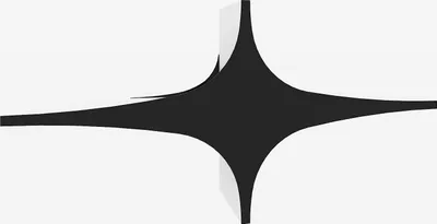A stylized black starburst shape against a white and light gray background.