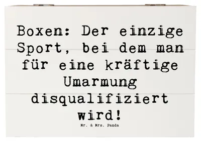 Produktbild von Mr. & Mrs. Panda Geschenkbox Spruch Boxen Umarmung 22 x 15 cm - Weiß - Geschenk, Teamsport, Kiste, schatztruhe, Sportler Geschenke, Trainer, geschenkkiste, Boxsport, Ring