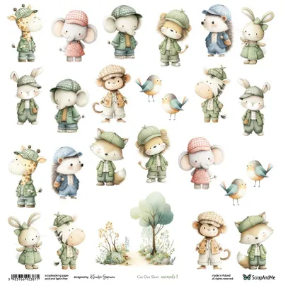 Zdjęcie produktu dla Papier do scrapbookingu 30x30 - ScrapAndMe - Animals 1 - arkusz do wycinania