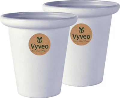 Image de Vyveo - Pot de fleurs Skara - Lot de 2 - Gris clair - 20 x 19