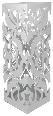Obrázok produktu pre Štvorcový kovový slnečník – otvorený dizajn, 15,5 x 15,5 x 49 cm – biela farba