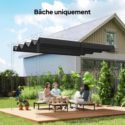 Produktbild von Sweiko Ersatzdach für 2,85 x 2 m Gartenpavillon, ausziehbar, einfache Montage, Polyester, Dunkelgrau