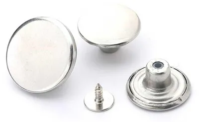 Jeansknöpfe 17 mm, 12er-Set, No-Sew, Metall, matt silber