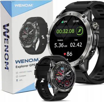 Image de Montre connectée Wenom Explorer GPS avec menu en polonais, étanche jusqu'à 3 ATM